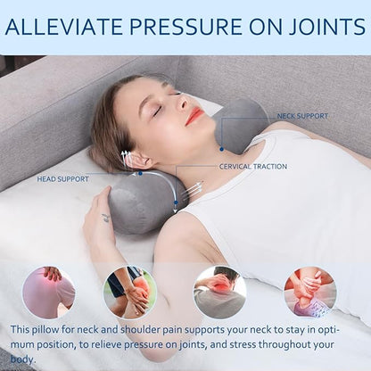 Health Cervical Neck Roll, Comfortable and Highly Resilient Bolster Pillows, Round Neck Pillows Support for Sleeping, Large Size Bolster Pillow for Bed, Legs, Back and Yoga (Checkerboard--Brown)