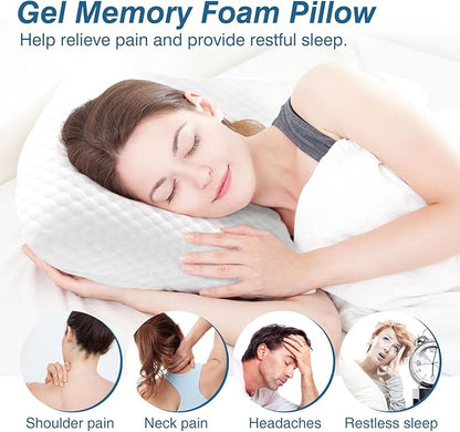 Sweetcrispy Memory Foam Sleeping, Bed Soft and Comfortable, Cooling Hotel Pillow for Side Sleeper, Removable, Machine Washable Cover, Standard Size 4 Pack, White 4 Count
