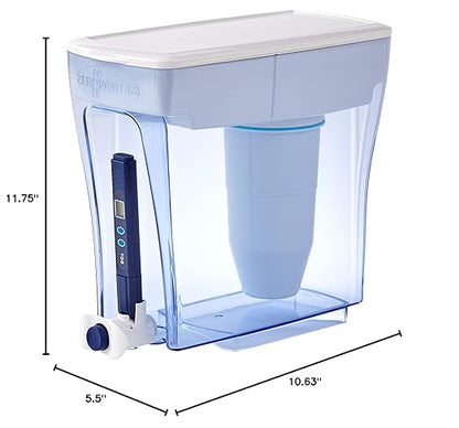 Culligan ZeroWater 20-Cup Ready-Pour 5-Stage Water Filter Dispenser with 5-Stage 0 TDS Water Filter – IAPMO Certified to Reduce Lead, Chromium, and PFOA/PFOS