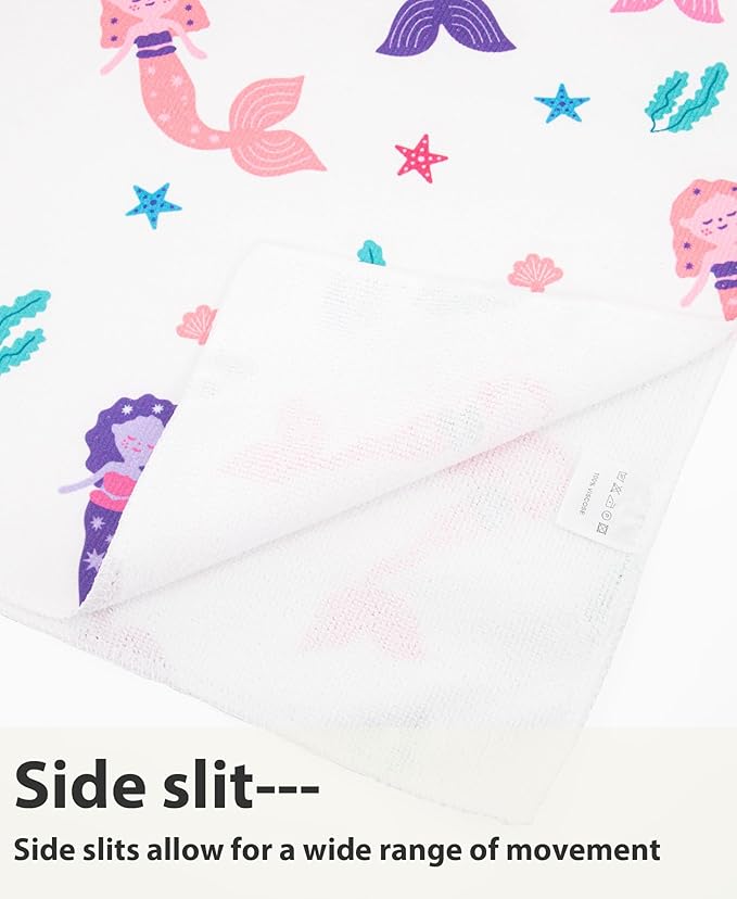 MissShorthair Kids Toddler Poncho Towels, Hooded Beach Towel for Girl&Boy, Surf Poncho Swim Changing Robe Microfiber Bath Towel for 4-6 Years Mermaid