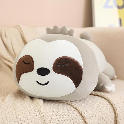 SQEQE Weighted Sloth Plush, Weighted Sloth Stuffed Animal for Anxiety, Cute Sloth Plushies Sloth Pillow Toy Gift for Kids Adults Brown 13.8 Inch, 1.6 lbs