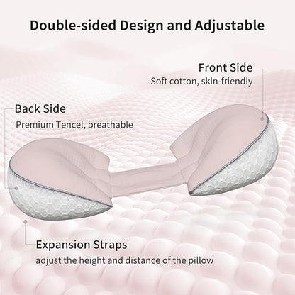 Pregnancy Pillows, PE Filling Body Pillow for Sleeping with Breathable Mesh Cover, Detachable and Adjustable Double-Sided Support for Back, HIPS, Legs and Belly Maternity Pillow (Pink)