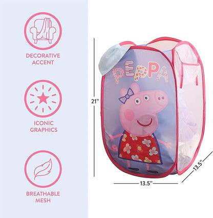 Idea Nuova Peppa Pig Pop Up Hamper with Durable Carry Handles, 21'' H x 13.5'' W X 13.5'' L, Peppa Pig/Light Purple
