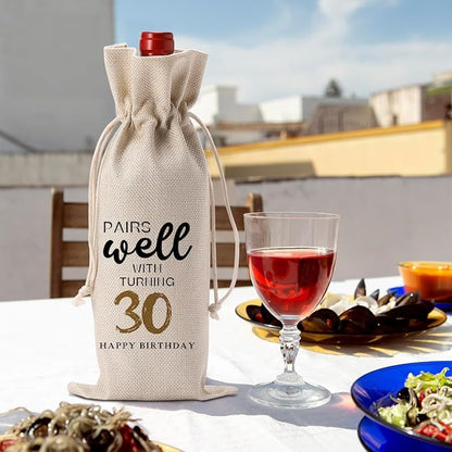 30th Birthday Gifts Women Men, Best Gifts for 30 Year Old Man Mom Dad Friends Wine Gift Bag, Wine Accessories Gifts Anniversary 30th Birthday Decorations Wine Bag Wine Bags for Wine Bottles Gifts