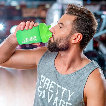 Shaker Bottle, 400ml Small Protein Shaker Cup with Mixing Ball for Smooth blending, Leak-Proof GYM Workout Water Bottles for protein& Smoothie Shake，Bpa Free (13oz / Green)