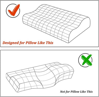 HOMBYS Satin Pillow Case for Contoured Support Pillow (DO NOT Include Pillow) -Zippered Pillow Cover for Neck Pillow for Cervical 1 Pack-Silky, Smooth and Breathable, Queen Size