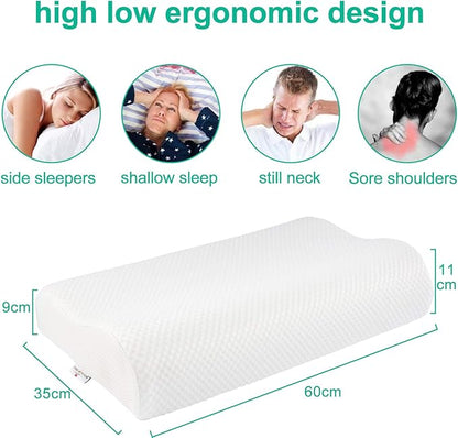Fityou Cervical Pillow for Neck Pain Relief, Neck Pillow for Sleeping Neck and Shoulder Pain, Orthopedic Sleeping Pillow for Adults Kids, Ergonomic Contour Memory Foam Pillow for Side Back Sleeper