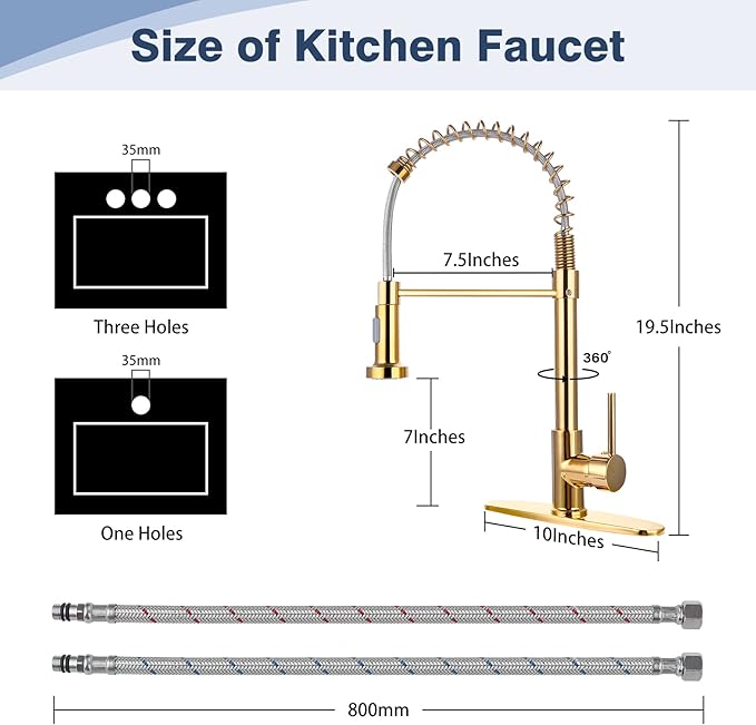 Kitchen Faucets Gold Kitchen Faucet with Pull Down Sprayer RV Kitchen Sink Faucet Stainless Steel Kitchen Faucet Single Hole Kitchen Faucet Sprayer Gold Sink Faucet Kitchen Modern Tall Kitchen Faucet