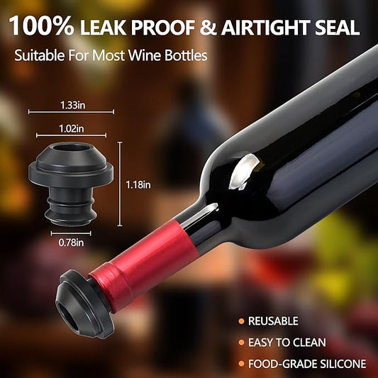 Electric Wine Saver Pump with 4 Reusable Vacuum Wine Stoppers, Rechargeable Automatic Wine Bottle Sealer for Keeps Wine Fresh, Gifts for the Elderly and Arthritis Sufferers