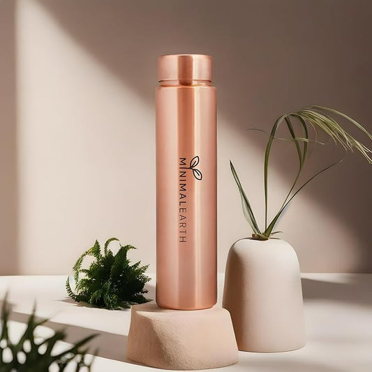 Pencil Copper Water Bottle, Minimalistic Leak-Proof Design, Solid Copper, Ideal for Gym, Office, Yoga & Unique Gift - 750 ML (25 oz)