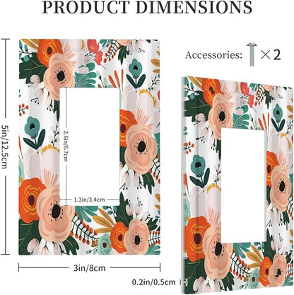 Rustic Floral Boho Colorful Flower 1 Gang Rocker Light Switch Covers Single Decora Outlet Wall Plate Decorative Switchplate Faceplate GFCI for Farmhouse Bathroom Bedroom Kitchen Decor