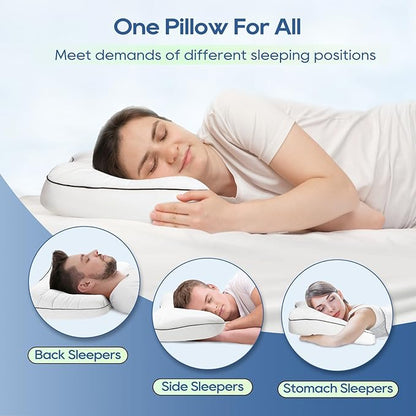 Basic Beyond Cervical Neck Pillow for Neck Pain Relief, 17*25*2.4 Cervical Pillow for Neck Correction, Memory Foam Ergonomic Pillow with Good Neck Support, Orthopedic Pillow for Back and Side Sleepers