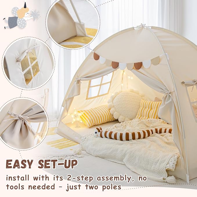 Twin Size Bed Canopy Bed Tents Dream Tent on Bed Privacy Space Blackout Sleeping Tents Indoor Breathable Portable Cottage Drafty Room Floor Bed Tents