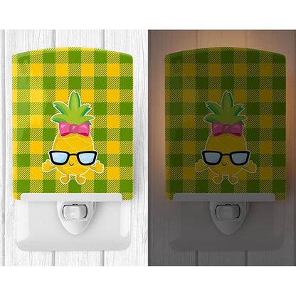 Caroline's Treasures BB8966CNL Pineapple Face Girl with Glasses Ceramic Night Light Compact, UL-Certified, Ideal for Bedroom, Bathroom, Nursery, Hallway, Kitchen, 6x4x3, Multicolor