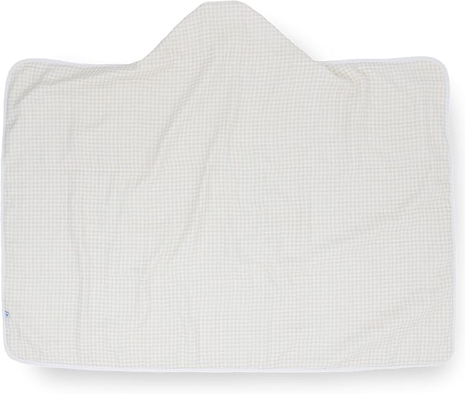 Little Unicorn Cotton Muslin & Terry Hooded Towel, Larger Size 1-6 Years (Tan Gingham)