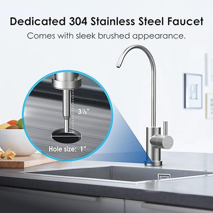 Waterdrop 10UB-UF 0.01 μm Ultra Filtration Under Sink Water Filter System for Baçtёria Reduction, Reduces Lead, Chlorine, Bad Taste & Odor, 8K Gallons, with Dedicated Faucet, USA Tech