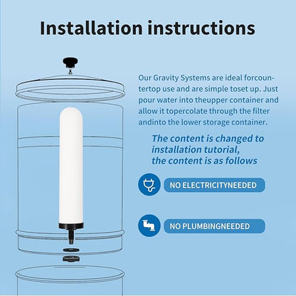 2PCS 10'' ceramic water filter Candle,10 inch water filter replacement filters with Activated Carbon for Countertop Gravity Water Filter System,Water Cooler Filtration Systems.
