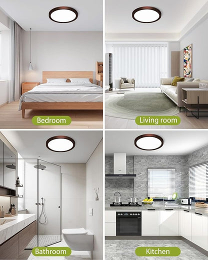 hepside 2PACK Flush Mount LED Ceiling Light Fixture Oil Rubbed Bronze, 12Inch 28W, Dimmable 3000K-4500K-6000K 3 Color Ceiling Lamp 3200LM Low Profile Ceiling Light for Kitchen Bedroom Hallway