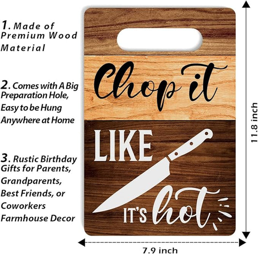 Farmhouse Kitchen Decor, Kitchen Signs Wall Decor, Wall Decor for Kitchen, Kitchen Decorations, Kitchen Door Wall Hanging Decor, Chop It Like It's Hot Wood Sign 8 x 12 Inch