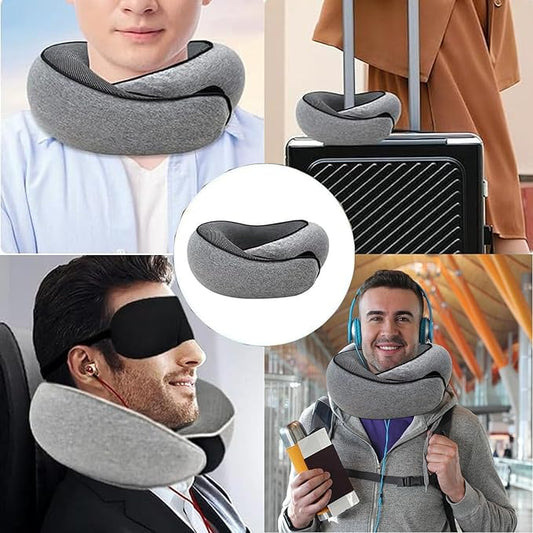 FAGOBYX Travel Pillow,Neck Pillow for Traveling,Airplane Pillow Flight Pillow,360° Travel Neck Pillows for Airplanes,Travel Neck Pillows for Airplanes,Travel Pillow,Neck Pillow (Grey)