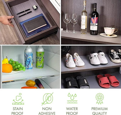 EVALAND 17.7 INCHES x 33 FEET (394 Inches) Non-Slip Shelf Liner, EVA Kitchen Liner, Non-Adhesive Liner, Original Smooth Shelf Liner, Durable Strong Grip Liner, Stain-Proof Shelf, Drawer, Cabinet Liner