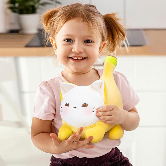 Stuffed Animal Plushie Toy, Cute Cat Plush Stuffed Pillow, Banana Cat Stuffy Toy Plush Pillow Birthday Toy for Kids & Adults