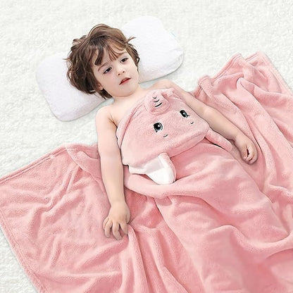 Kids Hooded Bath Towels Beach Towel Girls Boys Soft Swim Pool Cover Up Super Absorbent Cute Cartoon Animal
