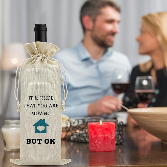 Funny Housewarming Gifts for Women Wine Bag Moving Away Gift for Neighbors Best Friend Family Colleague for Happy House warming Party Decorations Gift for Mother’s Day Christmas Birthday Wine Gift Bag