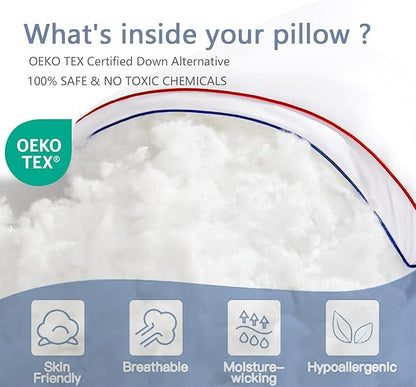 Pillows King Size Set of 2, Fluffy Bed Pillows for Sleeping, King Pillows 2 Pack with Hotel Quality, Medium Firm and Supportive Down Alternative Pillow for Side and Back Sleeper, 20" x 34"