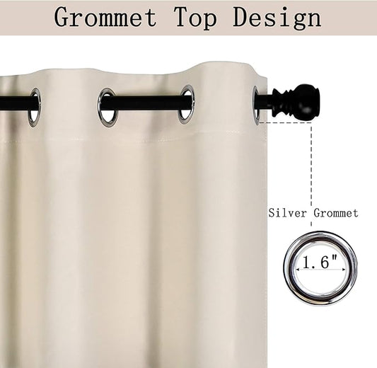 Solid Grommet Top Greyish Beige Valance for Kitchen Blackout Curtain Valance for Living Room Short Straight Drape Valance for Bedroom Kids Room 100 Inch Wide by 18 Inch Long 1 Panel