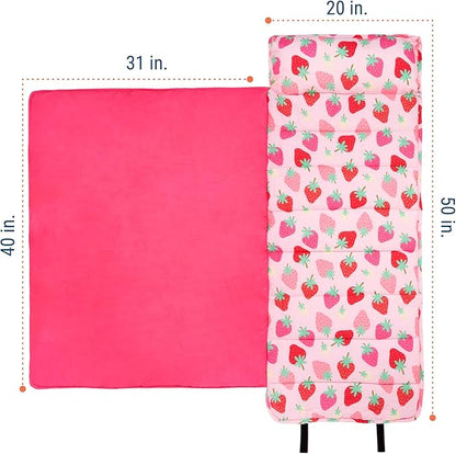 Wildkin Original Nap Mat with Reusable Pillow for Boys & Girls, Ideal for Sleepovers, Equipped with Hook & Loop Fastener, Made from Cotton Blend Materials - Nap Mat for Kids