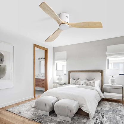 NicBex Ceiling Fan 52 Inch Ceiling Fans Without Light Ceiling Fan with 3 Blades and Remote Control Reversible DC Motor Ceiling Fan for Bedroom, Living Room, Natural White