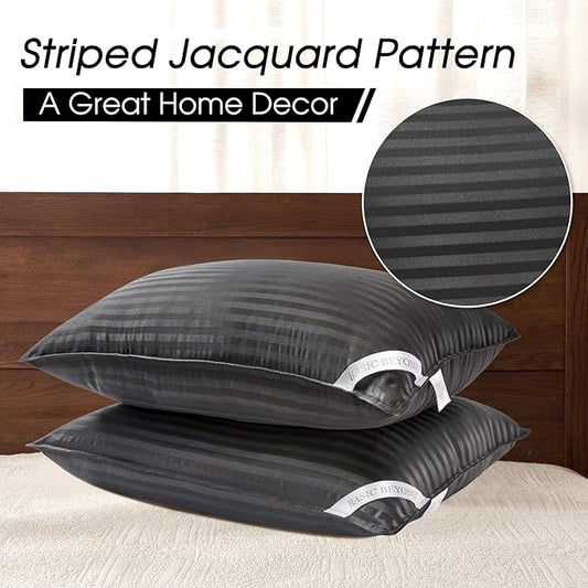 Basic Beyond Queen Size Pillows for Sleeping - Soft Down Alternative Pillows Luxury Hotel Collection Bed Pillows Queen Size Set of 2,Black,20x28 Inches