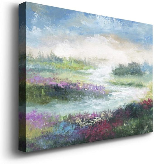 Renditions Gallery Canvas Flowers Wall Art Modern Decorations Paintings Colorful Floral Meadow Glam Nature Abstract Wall Hanging Artwork Prints for Bedroom Office Kitchen - 8"x12" LT33