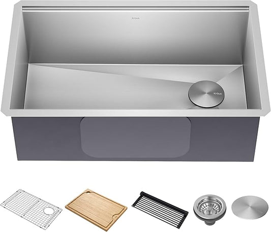 Kraus KWU110-30 Kore Kitchen Single Bowl, 30 Inch, 30"- Workstation Sink