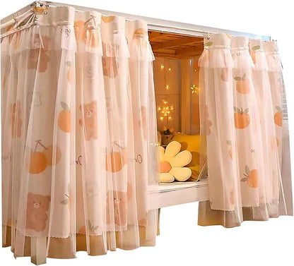 Hoce Bunk Bed Curtain Gauze Bunk Bed Curtains Drapes with Lace Privacy Dorm Bed Canopy for Bottom Twin, 2 Panels