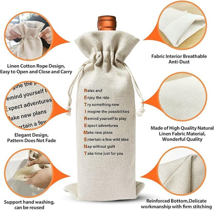Retirement Idea Wine Bag For Teacher Coworker Employees Friend Colleagues Nurse Doctors Boss, Goodbye Farewell Leaving Gifts For Best Friend, Happy Retirement Party Decorations