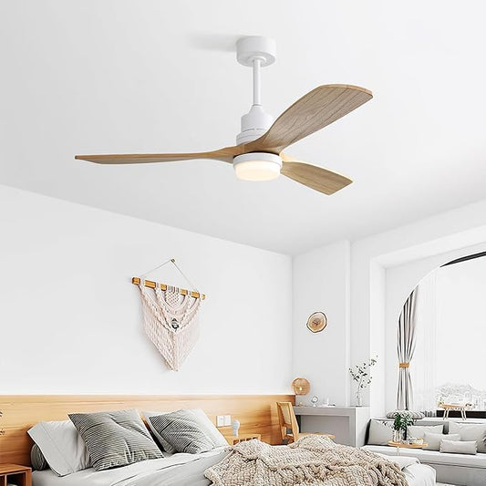 NicBex Ceiling Fan 52 Inch Ceiling Fans with Lights Ceiling Fan with 3 Blades and Remote Control Reversible DC Motor Ceiling Fans for Bedroom, Living Room, White