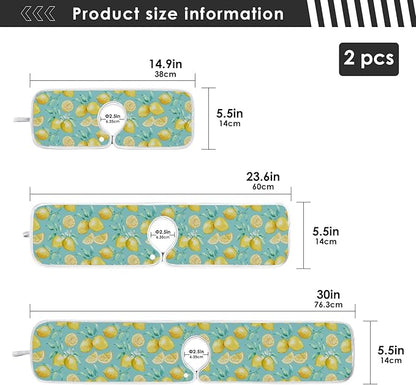 Lemon Turquoise Faucet Water Catcher Mat 2 Pack Flowers Leaves Summer Drying Mat Absorbent Bathroom Faucet Handle Drip Catcher Tray Bar RV Kitchen Sink Splash Guard 14x5 Inches