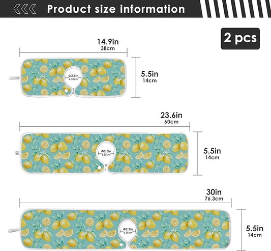 Lemon Turquoise Faucet Water Catcher Mat 2 Pack Flowers Leaves Summer Drying Mat Absorbent Bathroom Faucet Handle Drip Catcher Tray Bar RV Kitchen Sink Splash Guard 23x5 Inches