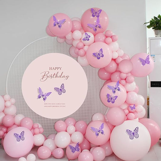 SAOROPEB 3D Butterfly Wall Decor 48 Pcs 4 Styles 3 Sizes, Purple Butterfly Decorations for Birthday Decorations Butterfly Party Decorations Cake Decorations, Removable Stickers (Purple)