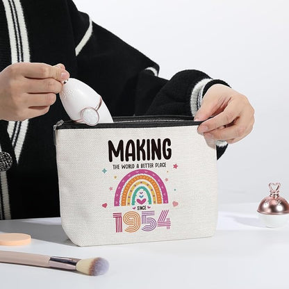 70th Birthday Gifts for Women, 70 Years Old Birthday Gifts Makeup Bag for Mom, Friend, Sister, Grandma, Travel Toiletry Makeup Organizer Zipper Pouch - Making The World a Better Place Since 1954
