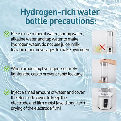 Hydrogen Water Bottle, Mdoldes, 6000ppb high Concentration Hydrogen Water, SPE/PEM Technology, Hydrogen Water Bottle Generator, Ion Water Bottle with LED Display, Best Gift 9.5 oz (Silver)