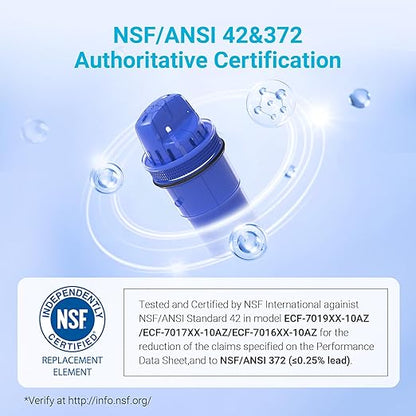 4 Packs Pitcher Water Filter Replacement for All PUR®, PUR® Plus Pitcher and Dispenser Filtration Systems, CRF950Z, PPF951K™, PPF900Z™, NSF Certified, AQUA CREST