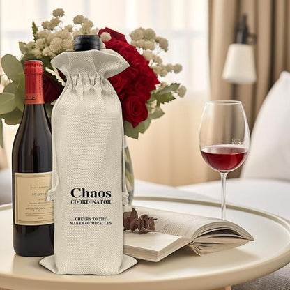 Chaos Coordinator Gifts Wine Bag Thank You Gifts for Coworker Boss Manager Teacher Nurse Doctor Chaos Coordinator Wine Gift Bag