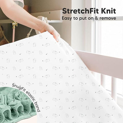 2-Pack Crib Sheets for Boys,Girls - Viscose Derived from Bamboo Fitted Crib Sheet, Organic Baby Crib Sheets, Crib Mattress Sheet,Toddler Bed Sheets,Baby Sheets for Crib Fitted Sheets(Bunnies)