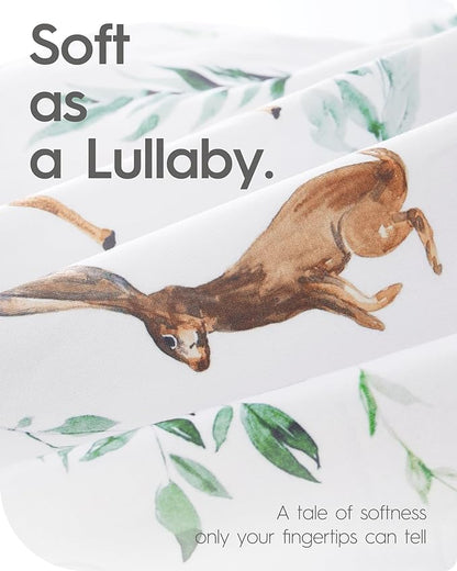 Pack N Play Sheets Fitted, TotBasic Ultra Soft Woodland Mini Crib Sheets, Premium Jersey Knit Pack and Play Sheets, Stretchy Neutral Play Yard Sheets for Pack and Play Mattress, 2 Pack (Animal Safari)