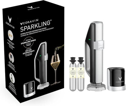 Coravin Sparkling Wine Preservation System - Preserve Wine for 4 Weeks - Wine Saver for Sparkling Wine - With Pure Sparkling CO2 Gas Capsules - For Champagne and Other Sparkling Wines