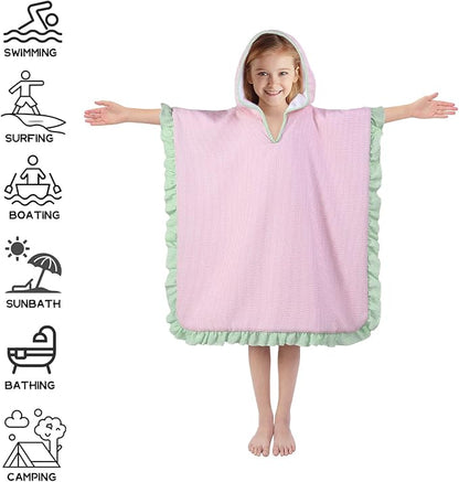 Hooded Towels for Kids,Toddler Bath Towel Swim Cover Up for Ages 3-10 Girls Boys Pool Towels Soft Thick 30"x30" Microfiber Poncho Towel（Pink）