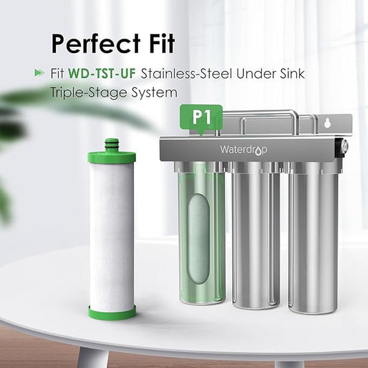Waterdrop P1 Under Sink PP Water Filter, Replacement for TST-UF Ultra-Filtration Under Sink Water Filter System, Pack of 2
